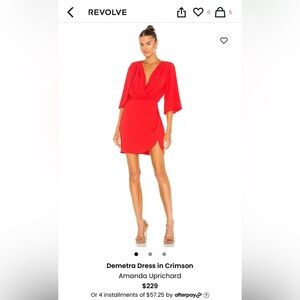 Amanda Uprichard Red Plunge Dolman Sleeve Mini Dress